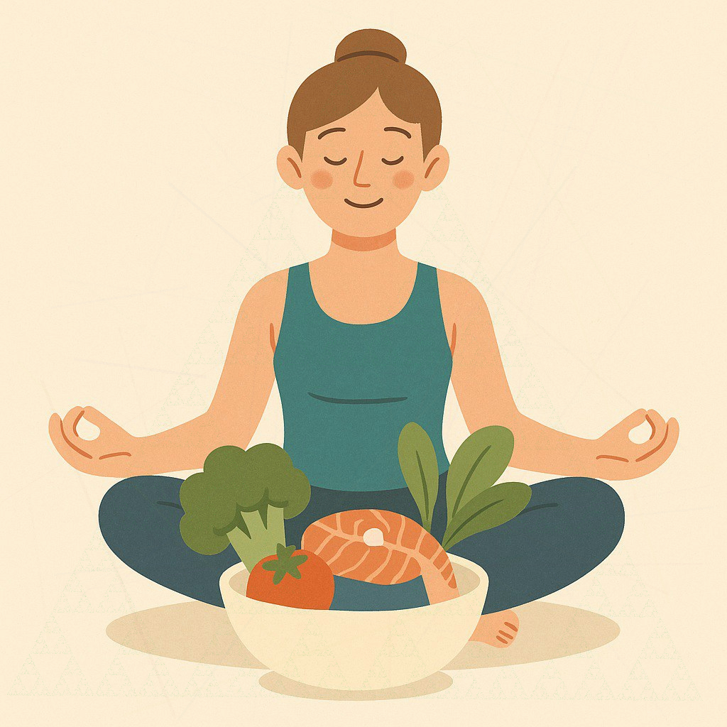 Instructor meditând lângă pietre Zen